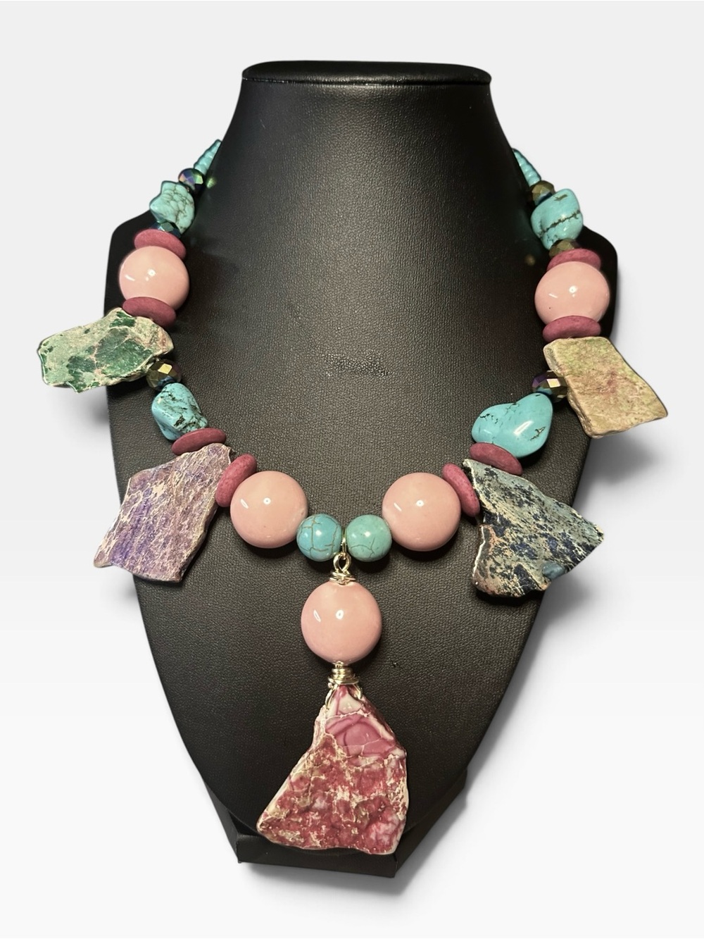 Chunky Jasper Boho Oversized Beaded Statement Necklace